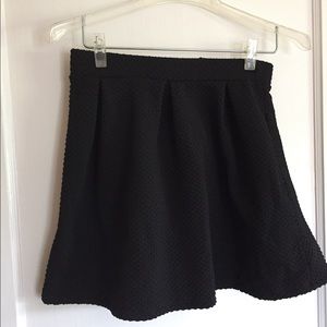 Black Textured Skater Skirt